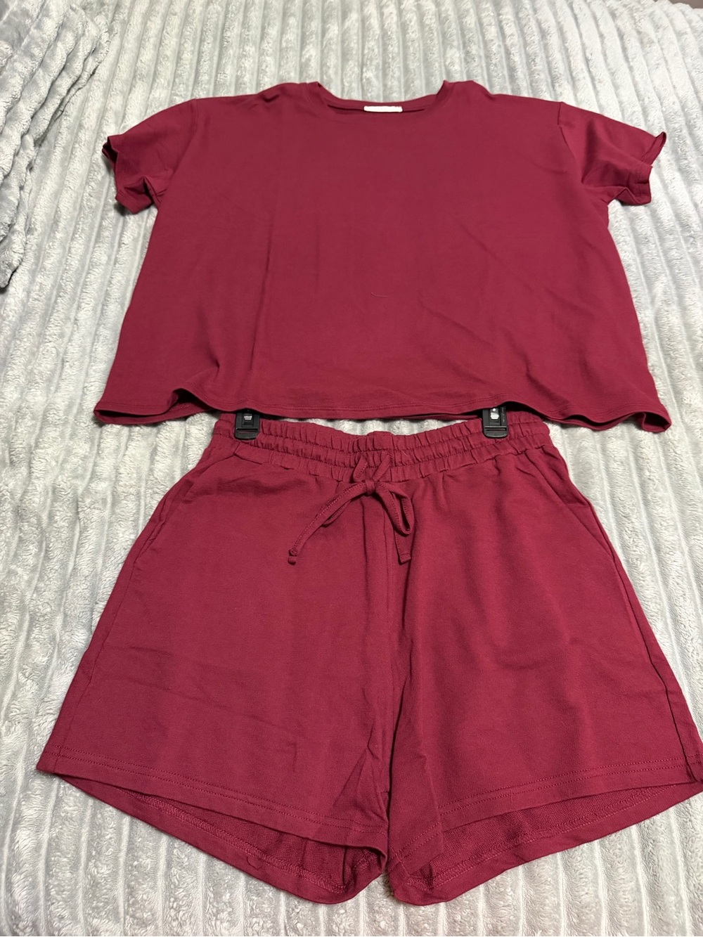 Zenana Women's Drawstring Lounge Set - Burgundy